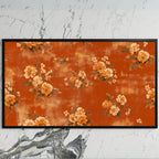 Beaded flowers art on a black TV on a white marble wall