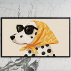 Dalmatian art on a black TV on a white marble wall