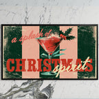 Christmas cocktail typography art on a black TV on a white marble wall