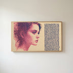 Stipple portrait Frame TV art in an oak frame on a warm white wall