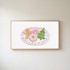 Christmas cookies Frame TV art in an oak frame on a warm white wall