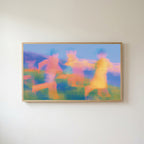 Blurred meadow runners Frame TV art in an oak frame on a warm white wall