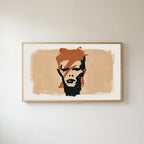 Lightning bolt portrait Frame TV art in an oak frame on a warm white wall