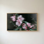 Fluted glass blossom Frame TV art in an oak frame on a warm white wall