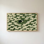 Border collie and sheep Frame TV art in an oak frame on a warm white wall