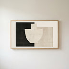 Torn paper vase collage Frame TV art in an oak frame on a warm white wall