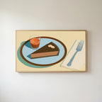 Retro Chocolate Tart & Espresso as retro Frame TV art in an oak frame on a warm white wall