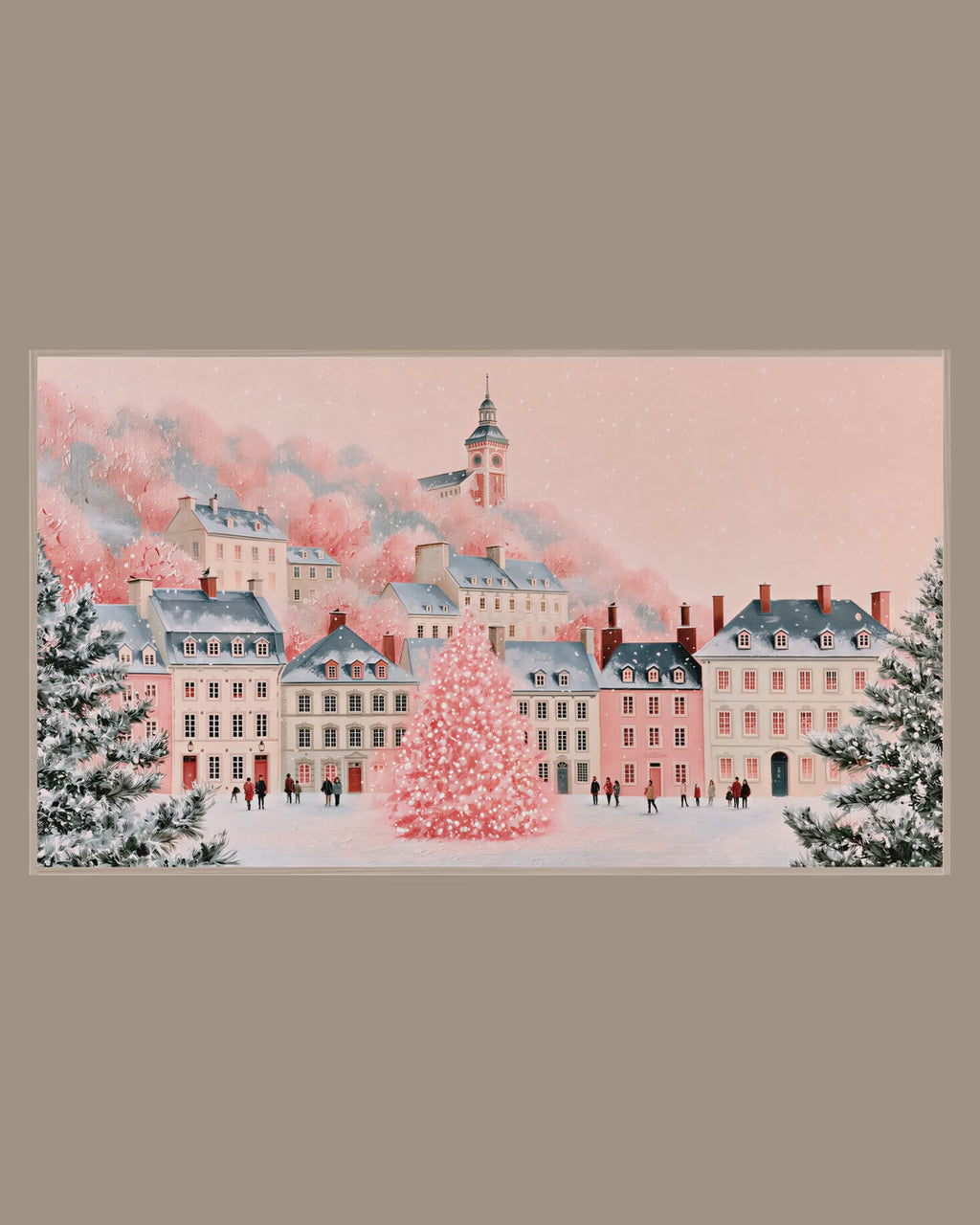 Video of the Pastel Village Pink Tree Frame TV art in a room