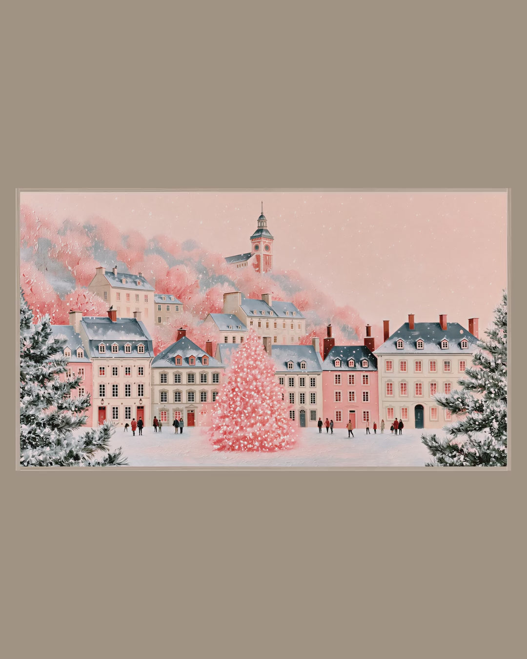 Video of the Pastel Village Pink Tree Frame TV art in a room