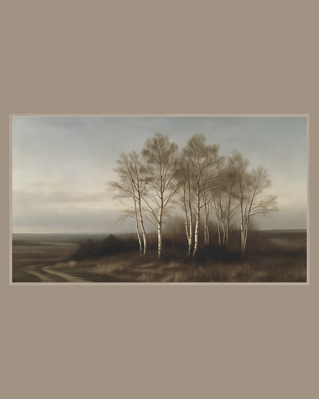 Video of the Evening Birch Grove Frame TV art in a room
