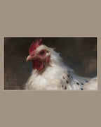 Video of the White Hen Portrait Frame TV art in a room