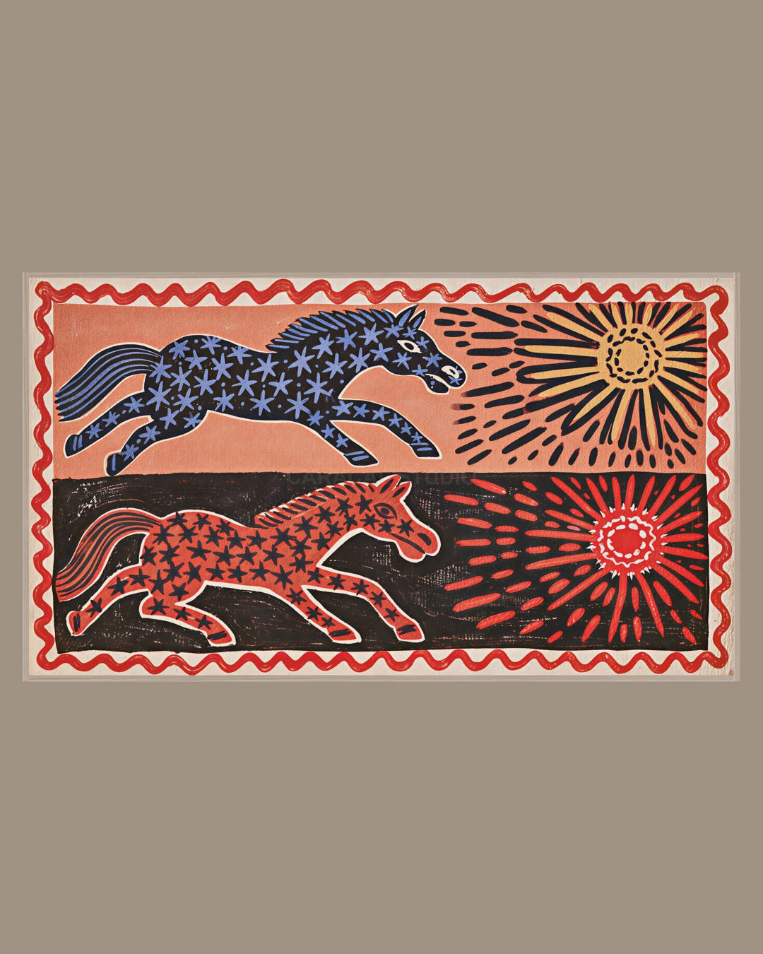 Video of the Star Horses and Suns Frame TV art in a room