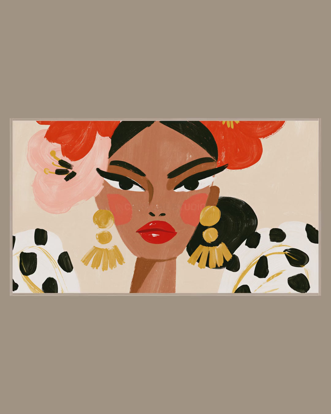 Video of the Gold Earring Glamour Frame TV art in a room