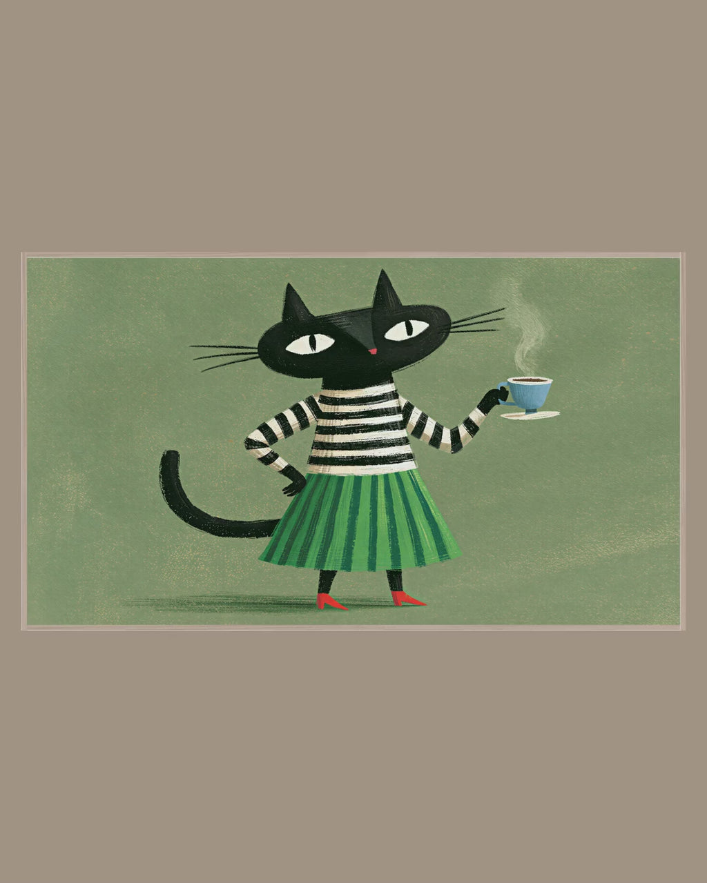 Video of the Teatime Black Cat Frame TV art in a room