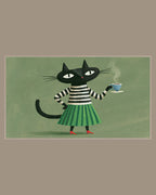 Video of the Teatime Black Cat Frame TV art in a room