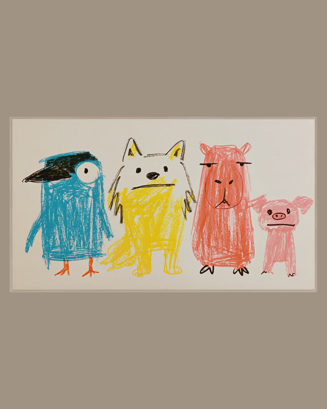 Video of the Crayon Animal Lineup Frame TV art in a room