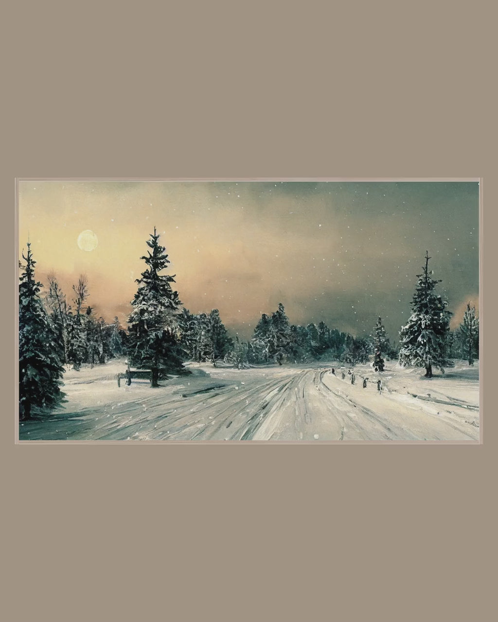 Video of the Moonlit Pine Road Frame TV art in a room
