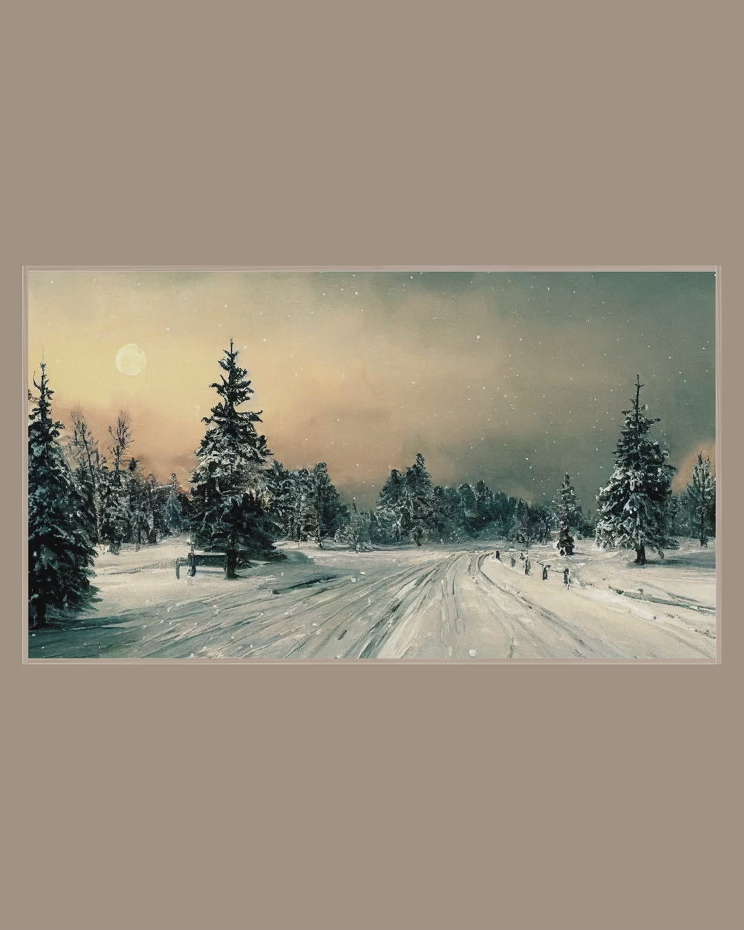Video of the Moonlit Pine Road Frame TV art in a room