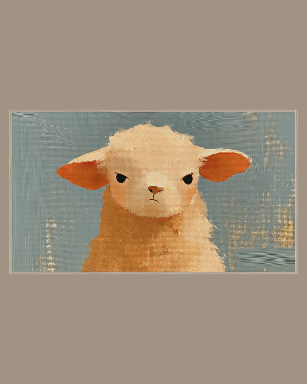 Video of the Grumpy Peach Lamb Frame TV art in a room