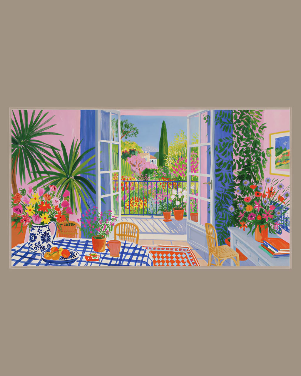Video of the Blue Door Terrace Frame TV art in a room