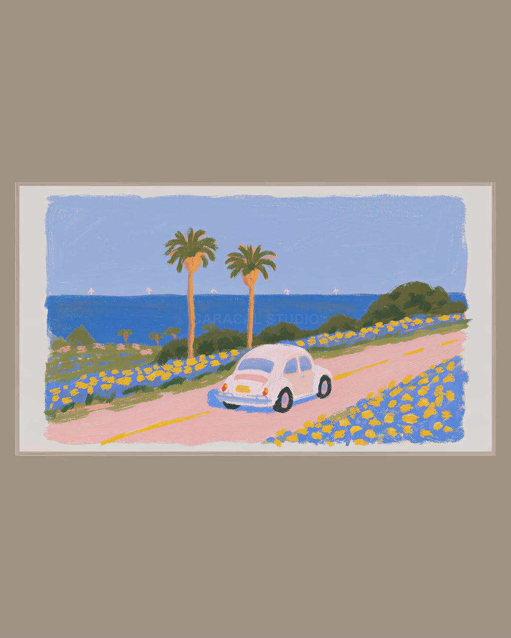 Video of the Pastel Coast Road Frame TV art in a room