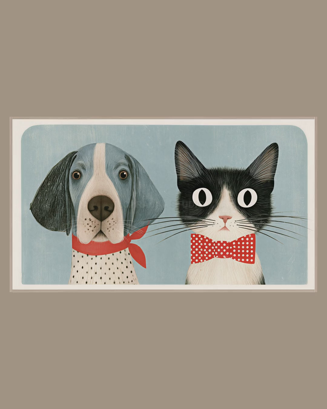 Video of the Hound and Cat Portrait Frame TV art in a room