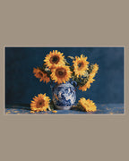 Video of the Sunflowers in Blue Vase Frame TV art in a room
