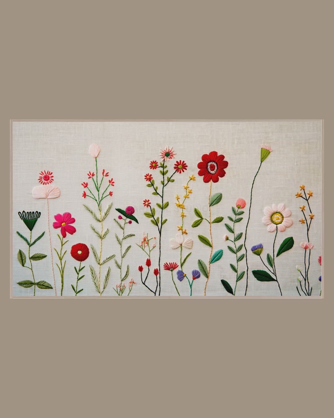 Video of the Stitched Linen Wildflowers Frame TV art in a room