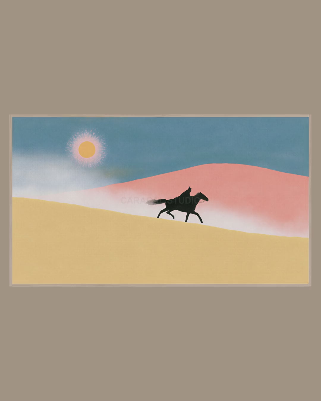 Video of the Desert Dune Rider Frame TV art in a room