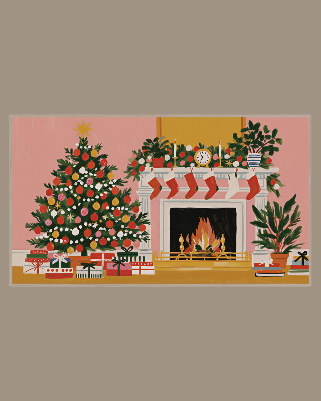 Video of the Pink Wall Fireside Frame TV art in a room