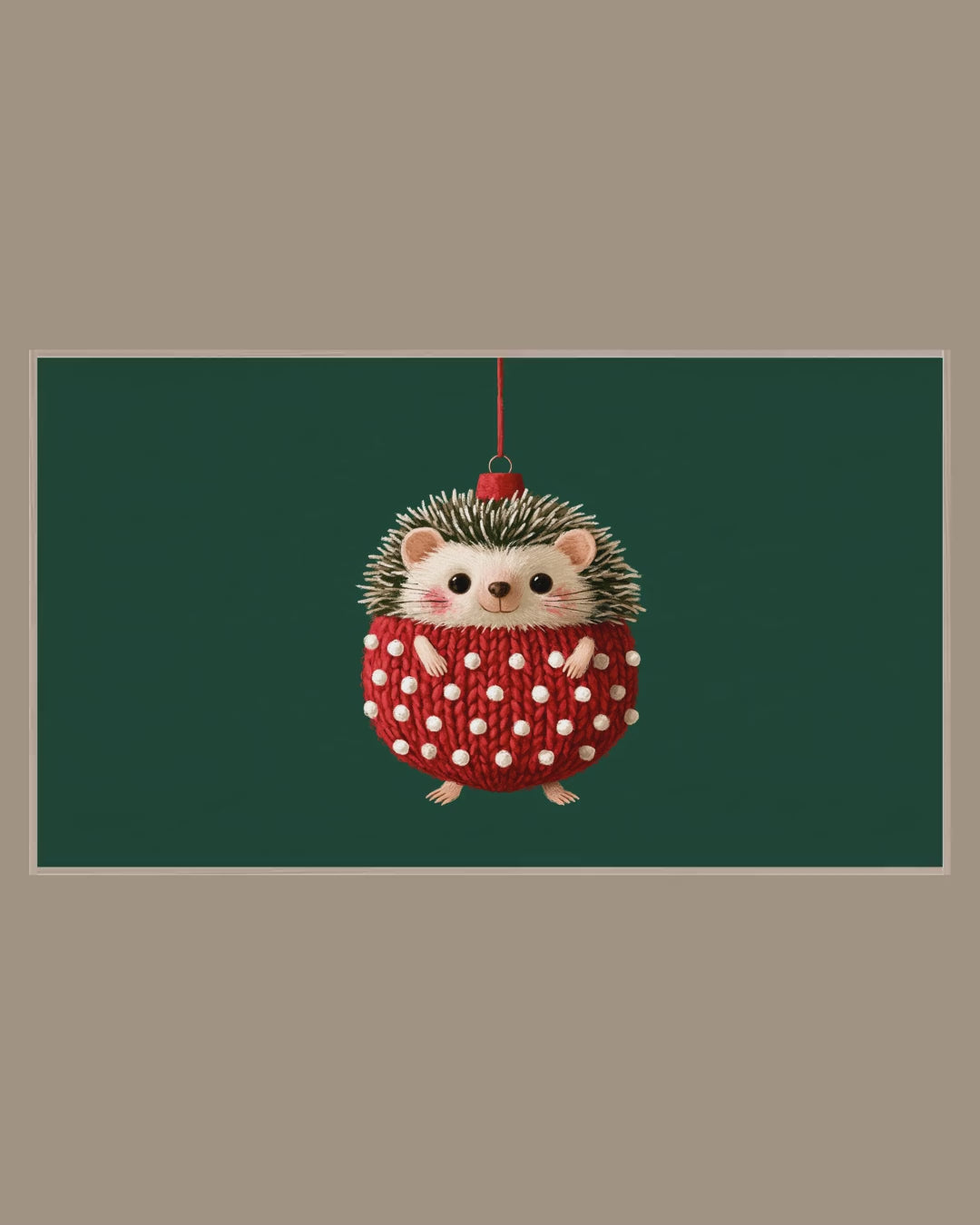 Video of the Knit Hedgehog Ornament Frame TV art in a room