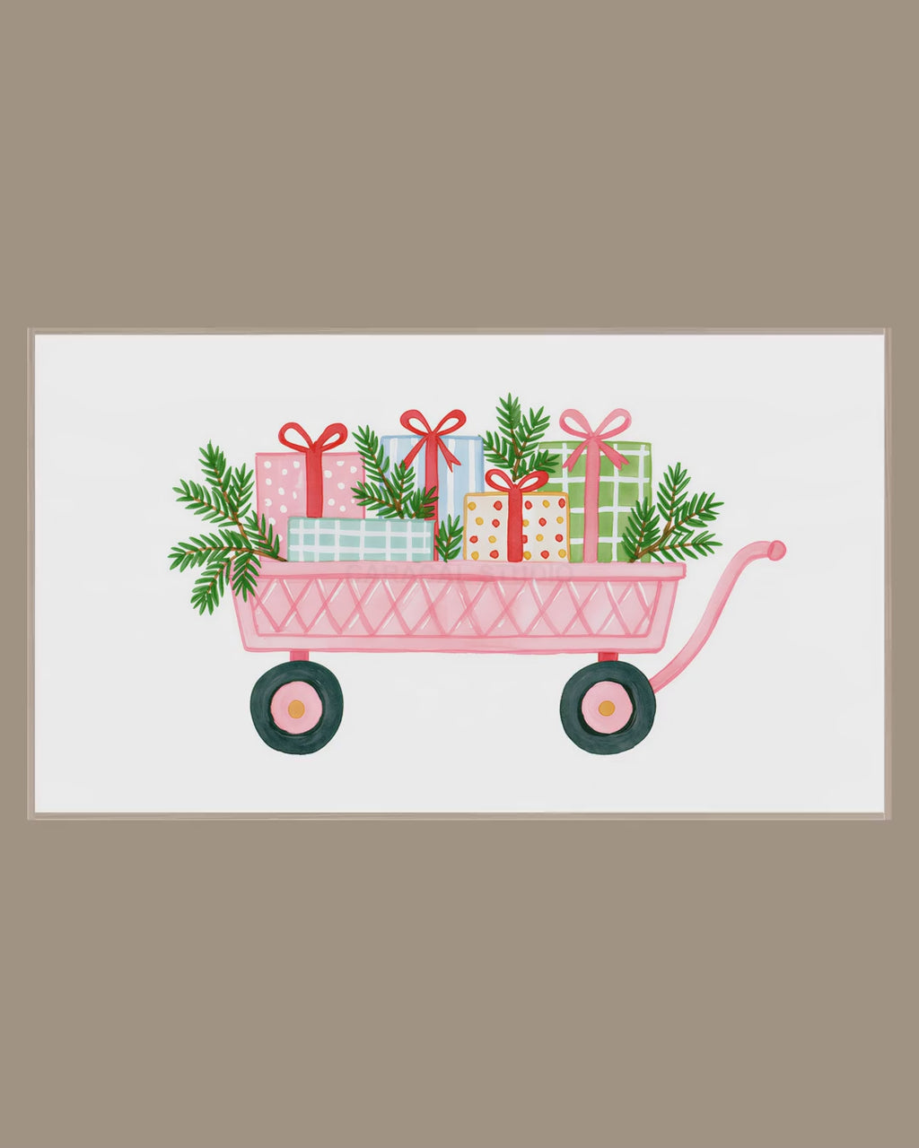 Video of the Pink Gift Wagon Frame TV art in a room