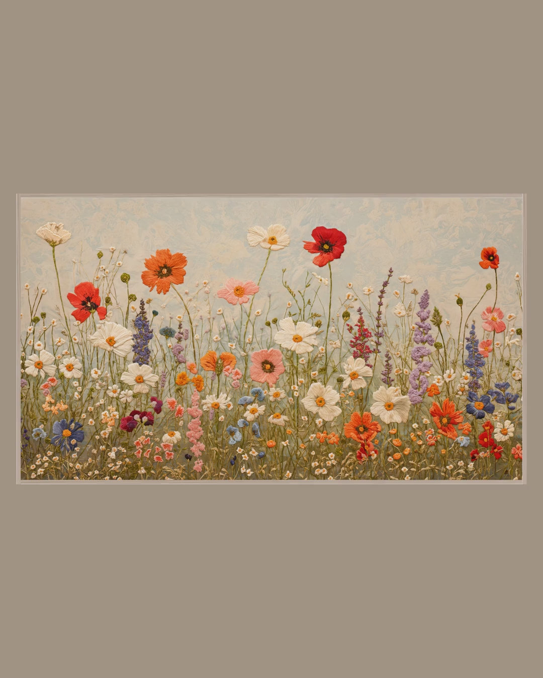 Video of the Poppy Daisy Meadow Frame TV art in a room
