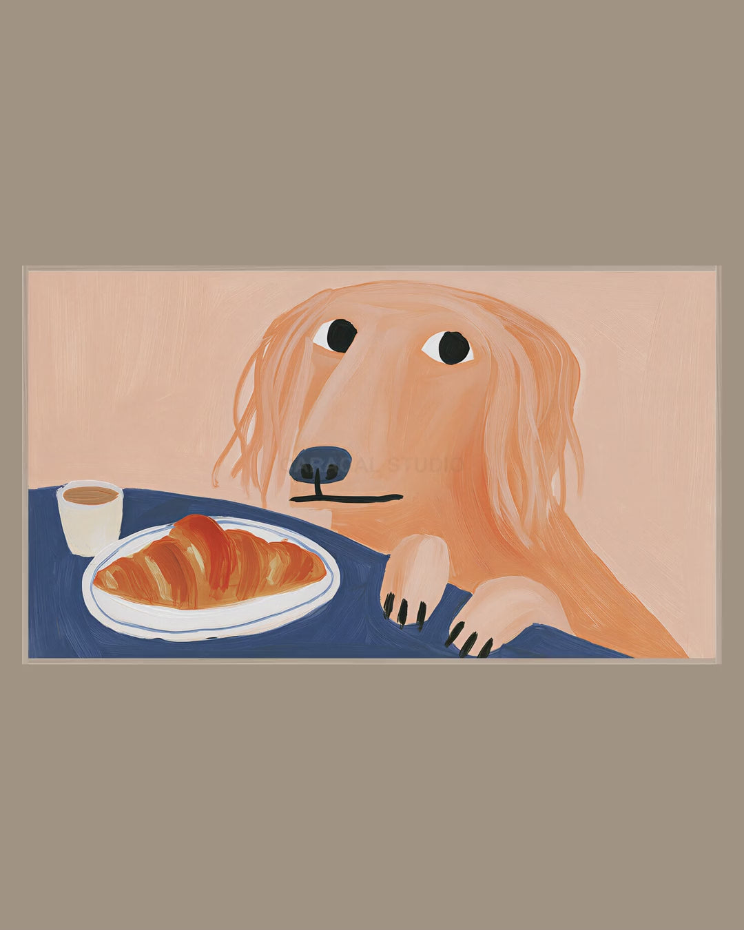 Video of the Croissant Peeking Dog Frame TV art in a room
