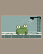 Video of the Shower Time Frog Frame TV art in a room
