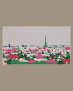 Video of the Pink Paris Skyline Frame TV art in a room