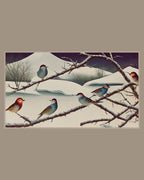 Video of the Songbirds on Snowy Thorns Frame TV art in a room