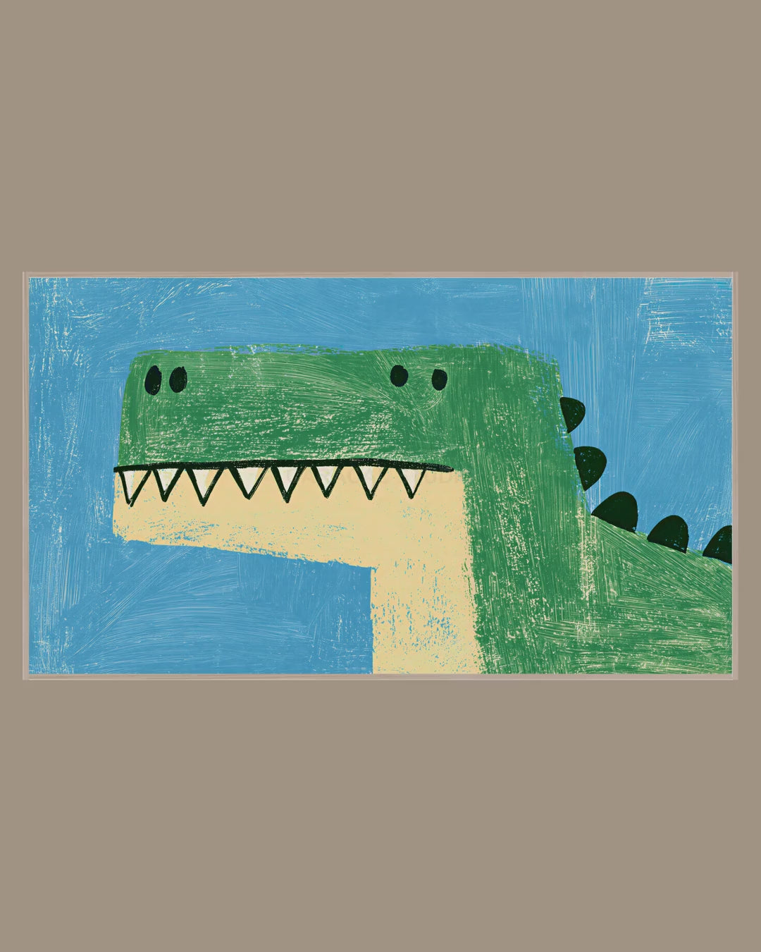 Video of the Toothy Green Dinosaur Frame TV art in a room