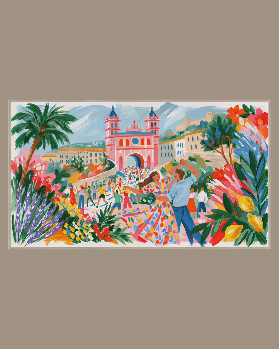 Video of the Mediterranean Town Dance Frame TV art in a room