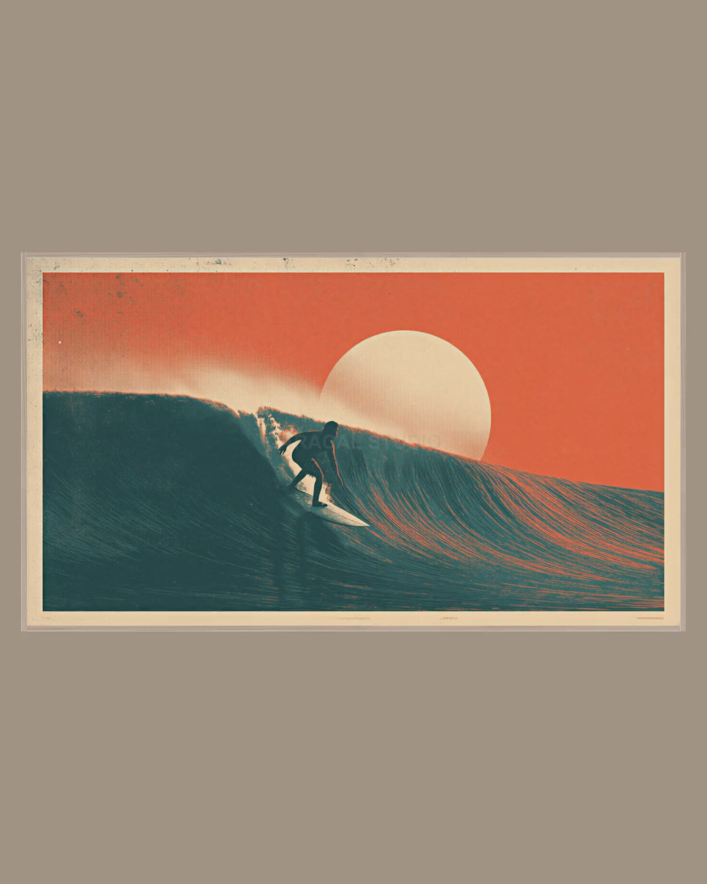 Video of the Coastal Surfer Wave Sunset Frame TV art in a room