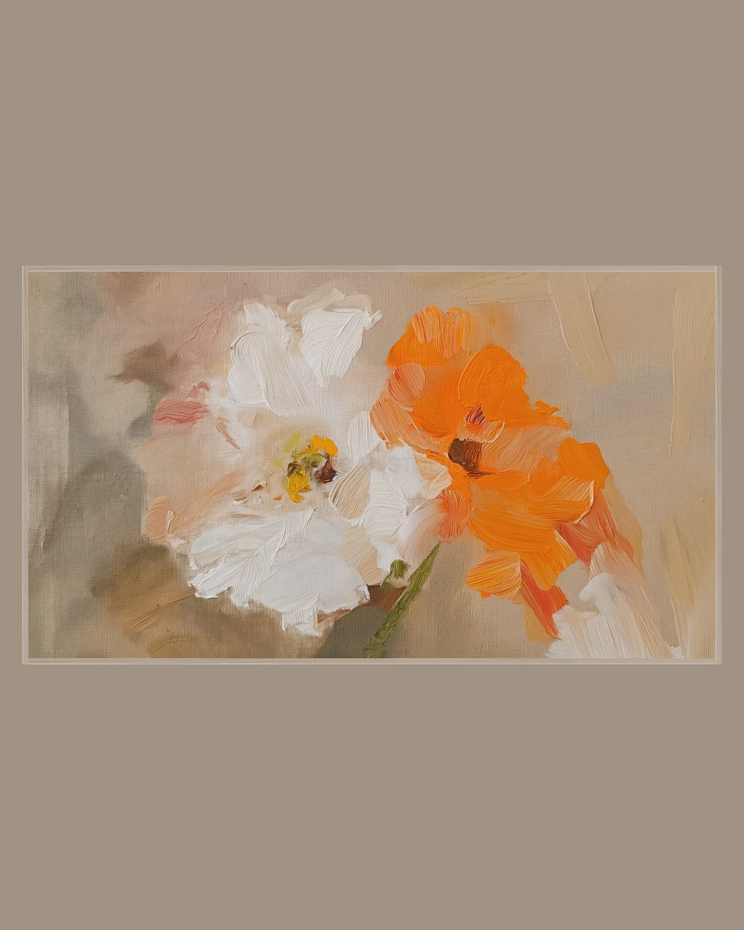 Video of the Orange and White Poppies Frame TV art in a room