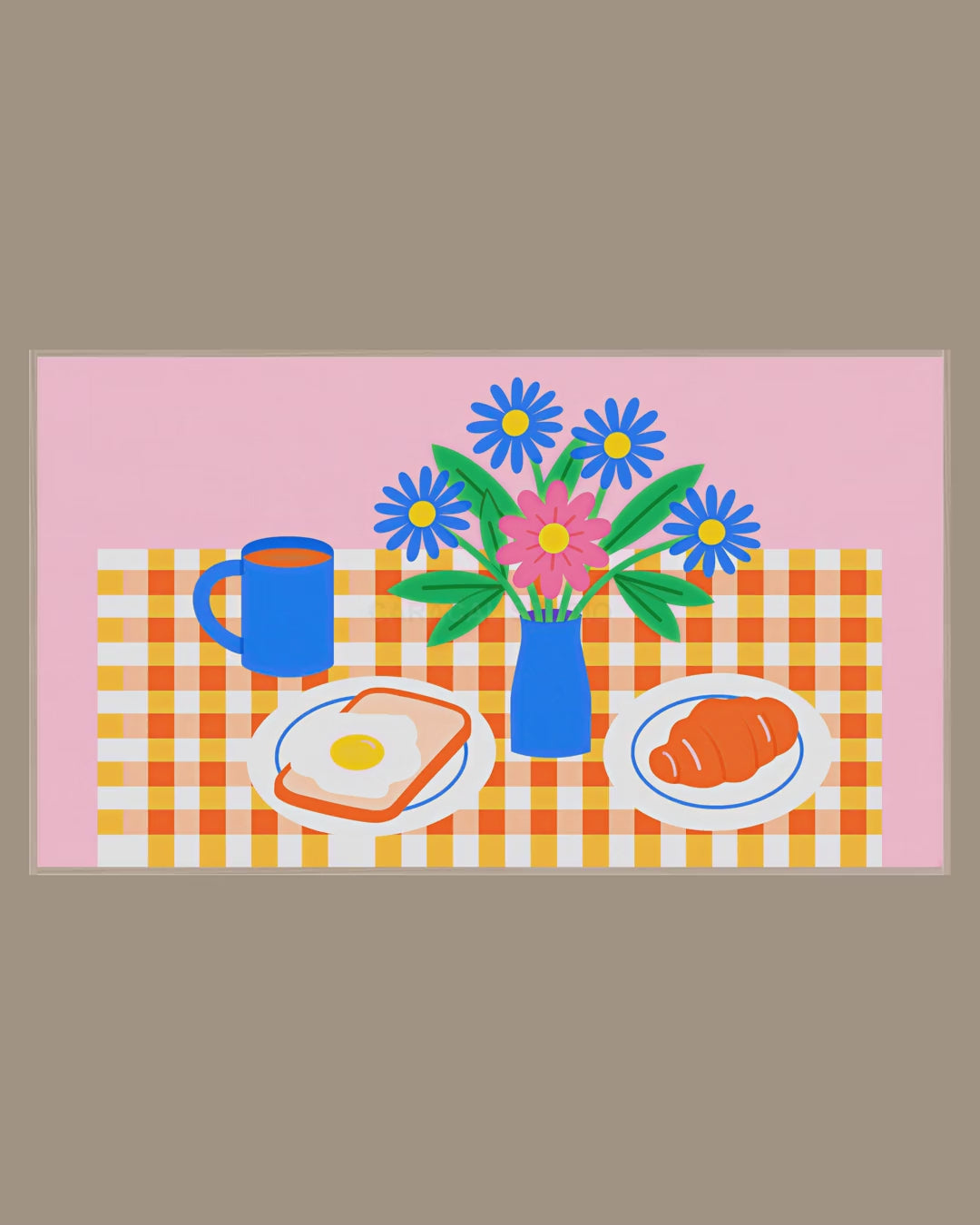 Video of the Checkered Breakfast Table Frame TV art in a room