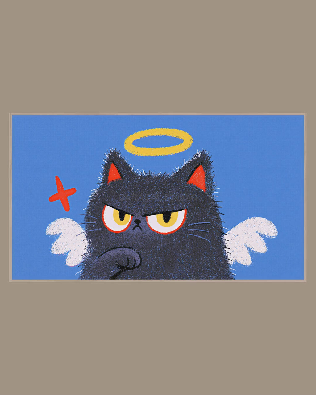 Video of the Grumpy Angel Kitten Frame TV art in a room