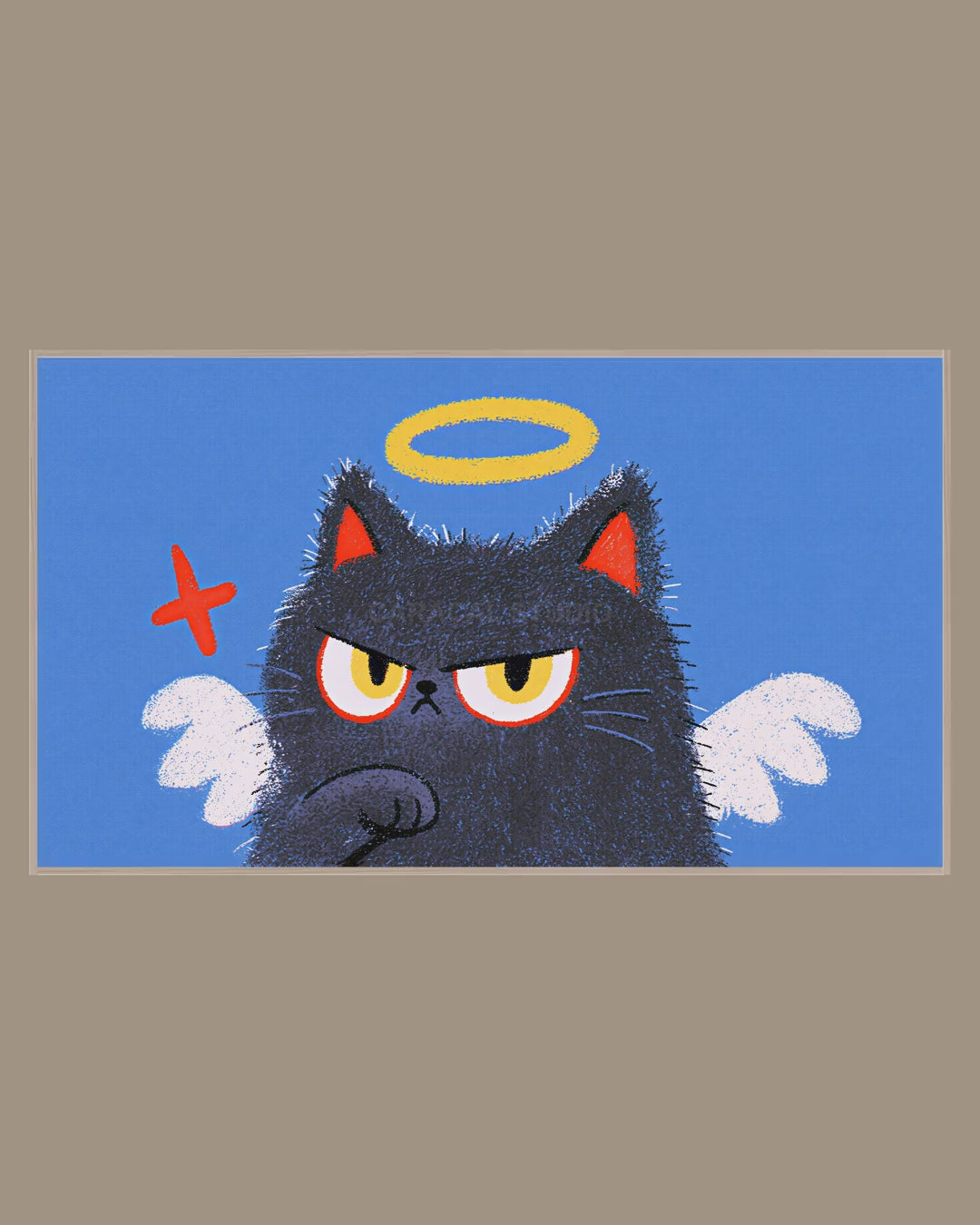 Video of the Grumpy Angel Kitten Frame TV art in a room