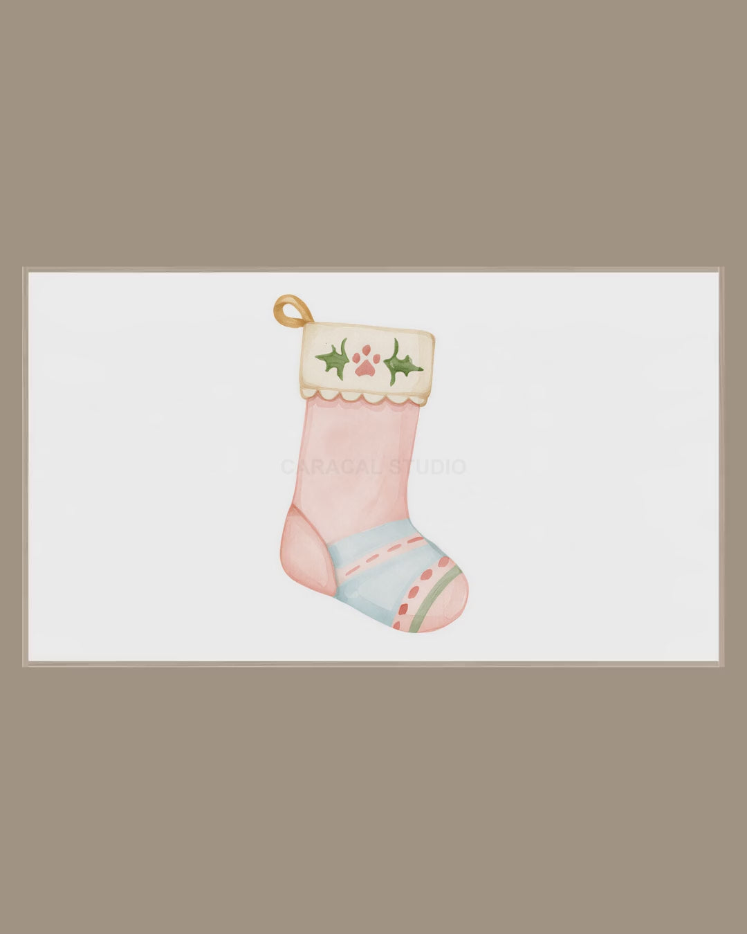 Video of the Paw Print Stocking Frame TV art in a room
