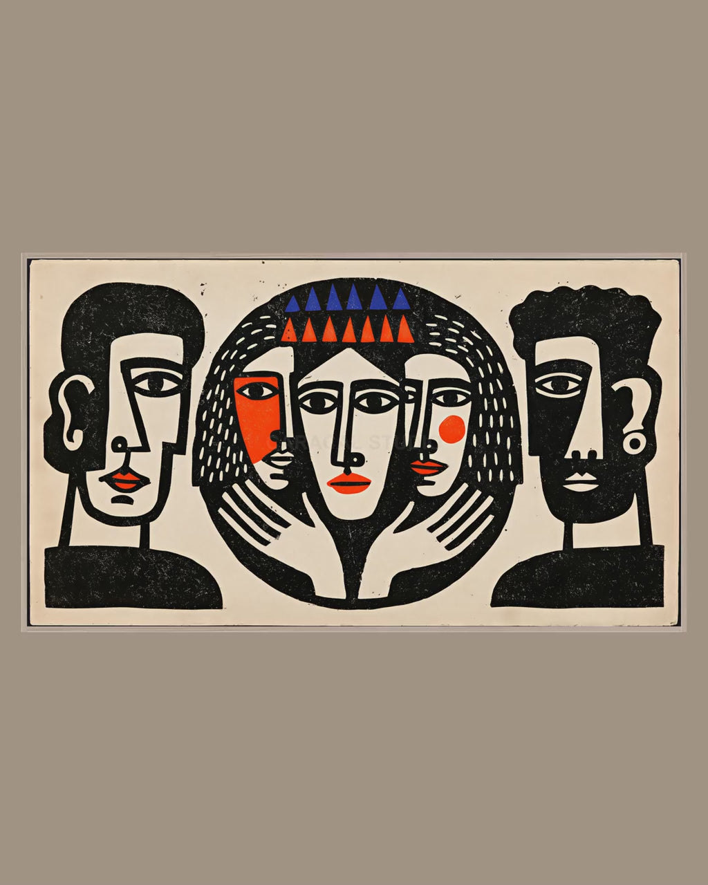 Video of the Crowned Linocut Faces Frame TV art in a room