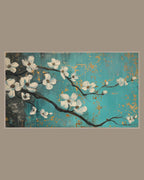 Video of the Teal Dogwood Branch Frame TV art in a room