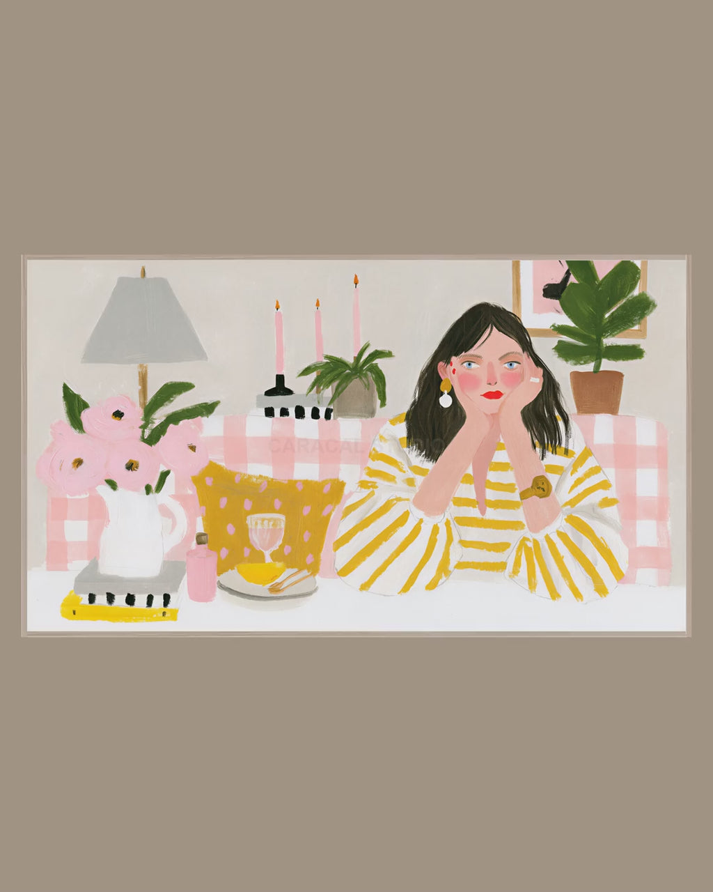 Video of the Pink Gingham Daydream Frame TV art in a room