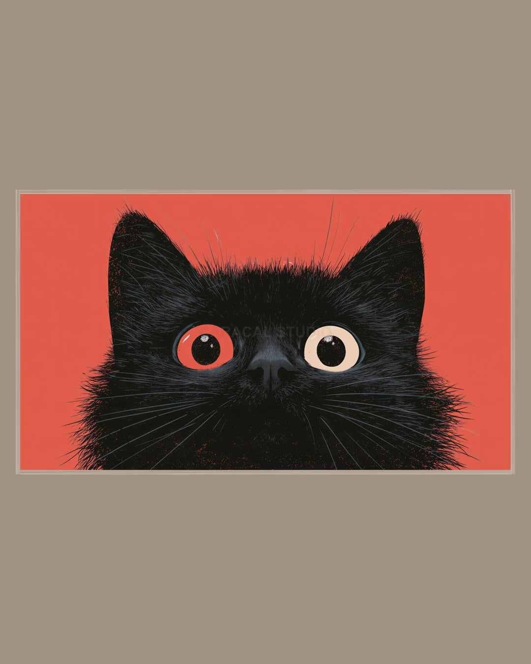 Video of the Coral Black Cat Stare Frame TV art in a room