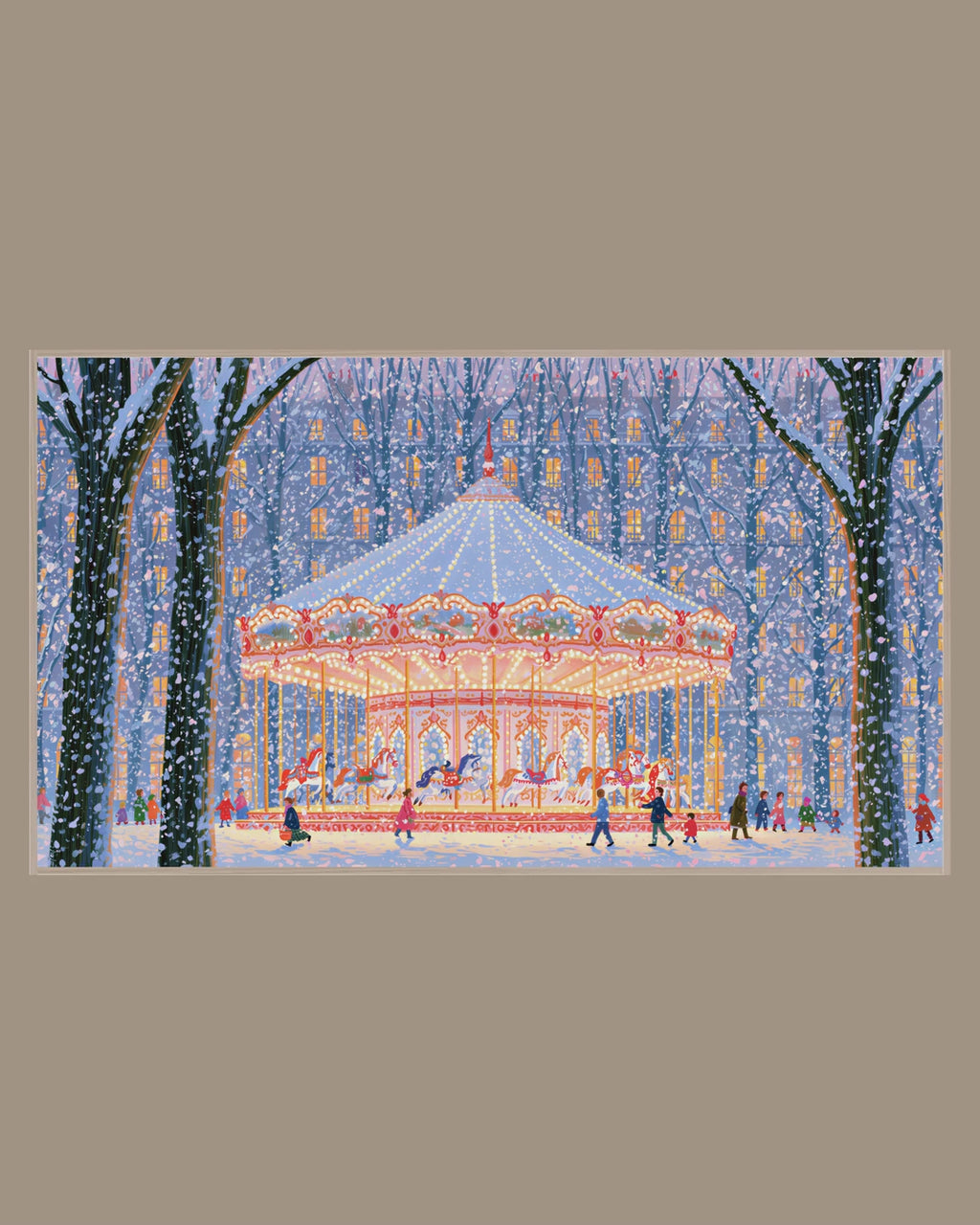 Video of the Snowy Night Carousel Frame TV art in a room